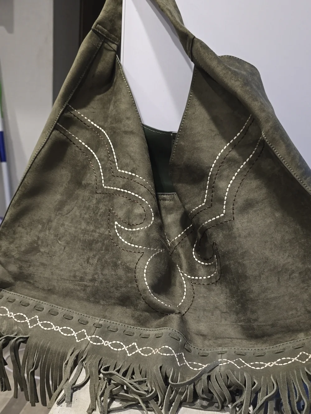 Montana West Olive Green Suede Fringe Hobo Bag